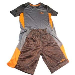 Spalding 2-Pc Athletic Outfit Boys 8 Small Gray Orange Play School